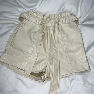 Faux Leather high waisted off-white shorts